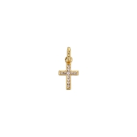 Pendentif croix ornée d'oxydes, plaqué or
