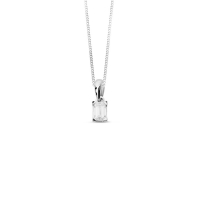 Pendentif diamant synthétique 0,20ct GVS taille émeraude, Or blanc 750/1000
