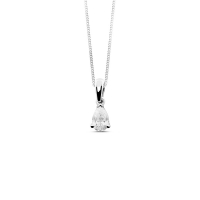 Pendentif diamant synthétique 0,20ct GVS taille poire, Or Blanc 750/1000