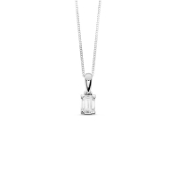 Pendentif diamant synthétique 0,33ct GVS taille émeraude, Or blanc 750/1000
