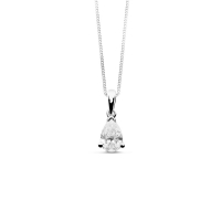 Pendentif diamant synthétique 0,33ct GVS taille poire, Or Blanc 750/1000