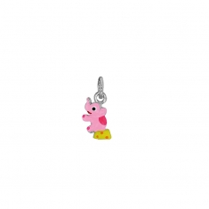 Pendentif éléphant assis en argent 925/1000 rhodié