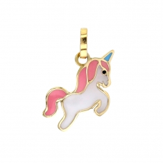 Pendentif émaillé en Or 375/1000 - Licorne