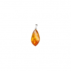 Pendentif en ambre forme allongée et argent 925/1000