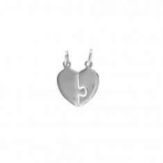 Pendentif en argent rhodié 925/1000 - coeur séparable façon puzzle