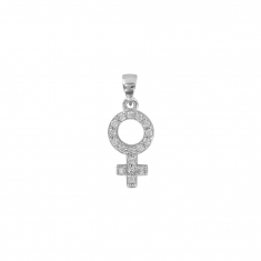 Pendentif en argent rhodié 925/1000 et oxydes de zirconium - symbole féminin