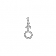 Pendentif en argent rhodié 925/1000 et oxydes de zirconium - symbole masculin