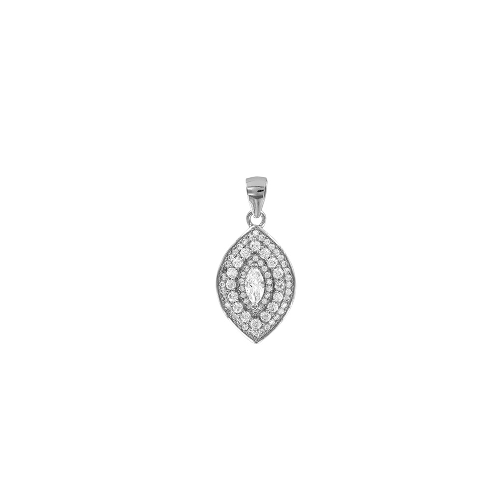 Pendentif en argent rhodié 925/1000 avec oxydes de zirconium - ellipse