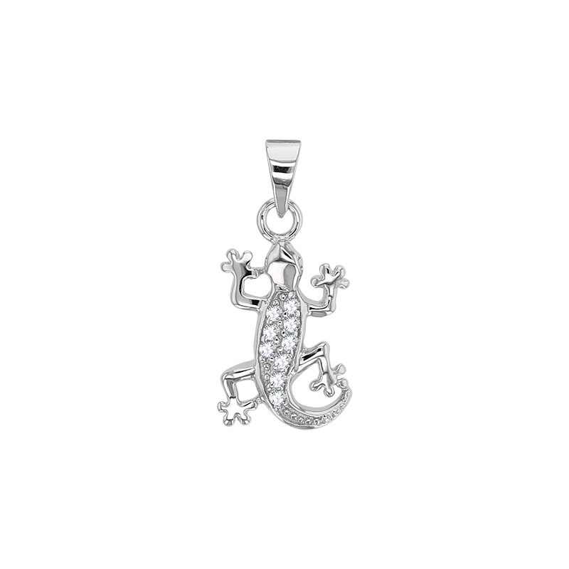 Pendentif en argent rhodié 925/1000 avec oxydes de zirconium - Salamandre