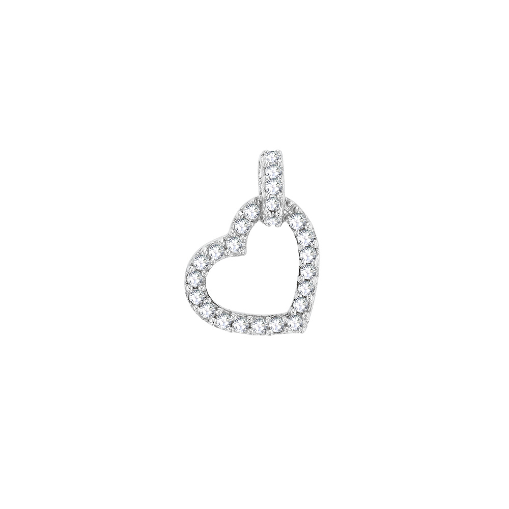 Pendentif en argent rhodié 925/1000 - coeur avec oxydes de zirconium