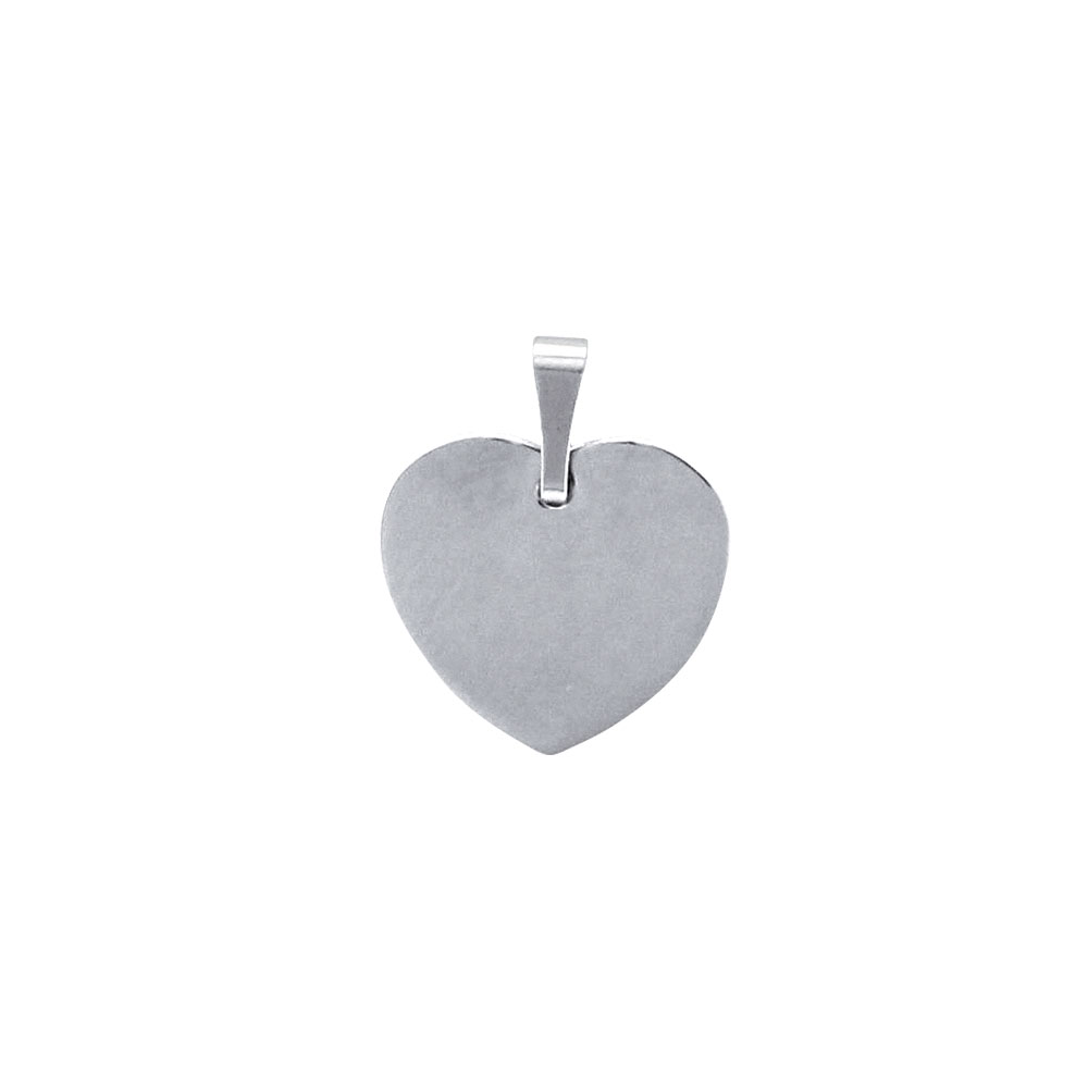 Pendentif en argent rhodié 925/1000 - coeur plat à graver