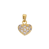 Pendentif en forme de coeur plaqué or, incrusté d'oxydes de zirconium