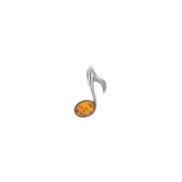 Pendentif en note de musique ambre et argent 925/1000 rhodié
