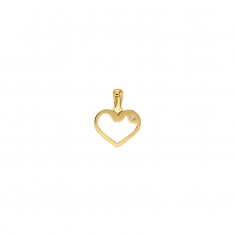 Pendentif en Or 375/1000 - coeur ajouré orné d'un oxyde de zirconium