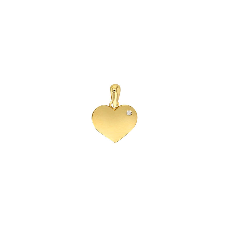 Pendentif en Or 375/1000 - coeur avec oxyde de zirconium