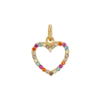 Pendentif en plaqué or, en forme de coeur ajouré, orné d'oxydes de zirconium de couleurs