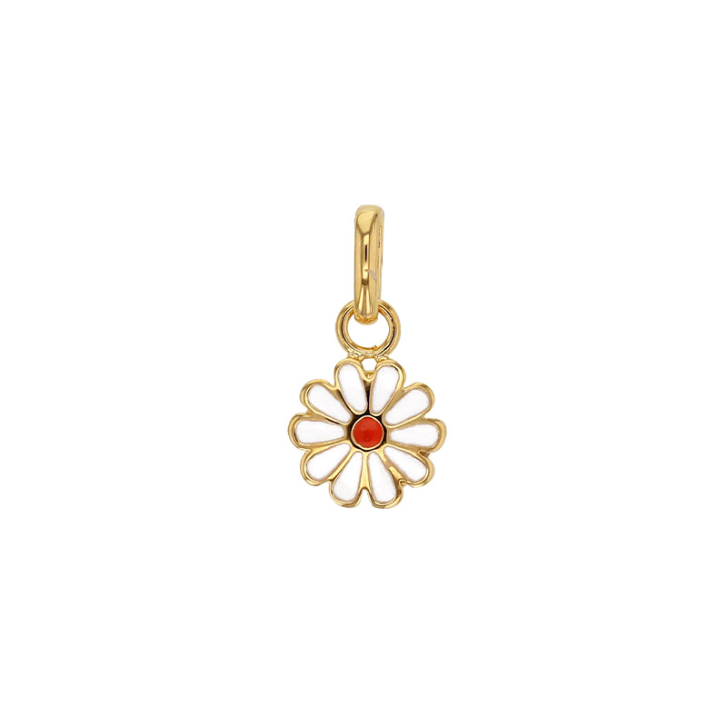 Pendentif enfant fleur émaillée, plaqué or