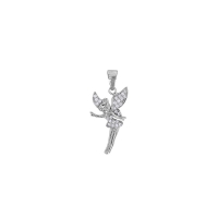 Pendentif fée sertie d'oxydes, argent 925/1000 rhodié