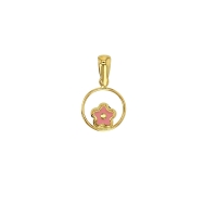 Pendentif fleur émail rose Or 750/1000