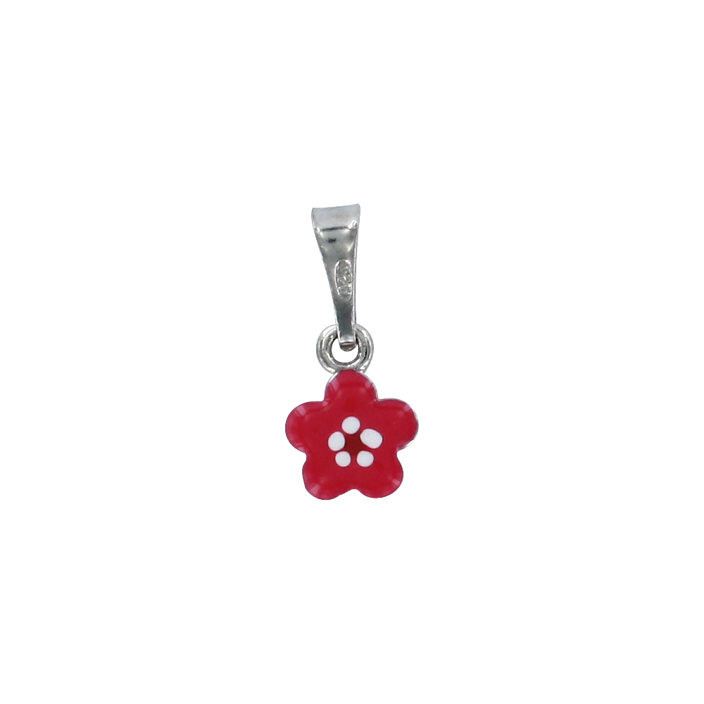 Pendentif fleur fuchsia argent 925/1000 rhodié