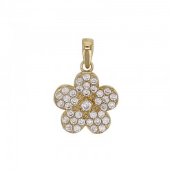 Pendentif fleur orné d'oxydes, Or 375/1000
