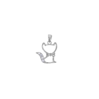 Pendentif forme chat serti d'oxydes, argent 925/1000 rhodié