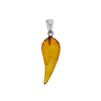 Pendentif forme corne ambre cognac en argent 925/1000