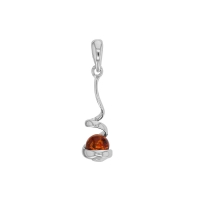 Pendentif forme spirale ambre cognac et argent 925/1000 rhodié