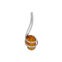 Pendentif forme spirale entrelacé ambre cognac et argent 925/1000 rhodié