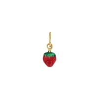 Pendentif fraise, émail rouge et vert Or 750/1000