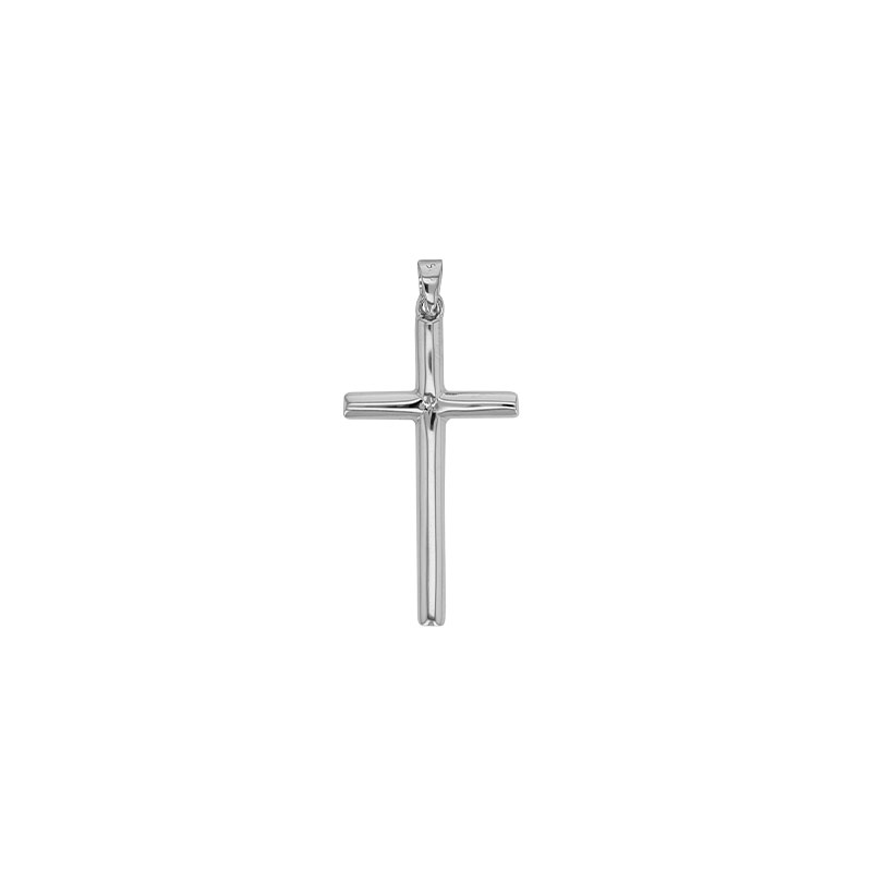 Pendentif grande croix lisse argent 925/1000 rhodié