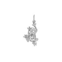 Pendentif grenouille ornée d'oxydes, argent 925/1000 rhodié