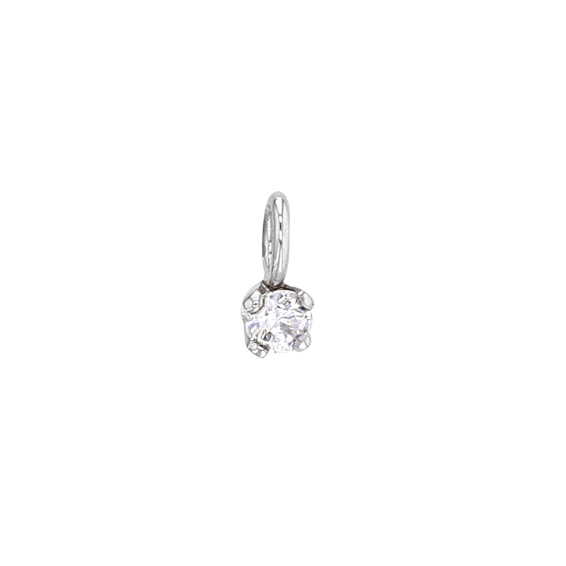 Pendentif 4 griffes orné d'un oxyde Or blanc 750/1000