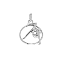 Pendentif gymnaste encerclé en argent 925/1000 platiné