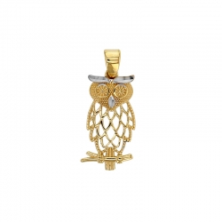 Pendentif hibou bicolore, or 375/1000