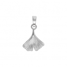 Pendentif I LOVE GINKGO petite feuille avec bélière en argent 925/1000 rhodié