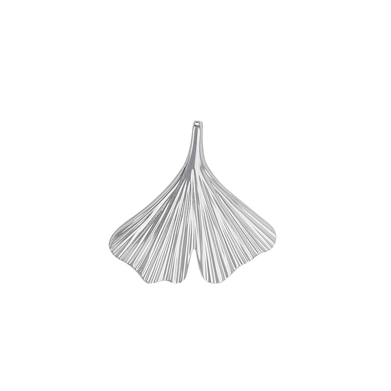 Pendentif I LOVE GINKGO petite feuille en argent 925/1000 rhodié