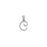 Pendentif initiale A, bélière sertie 1 diamant 0,005ct, argent 925/1000 rhodié