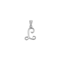 Pendentif initiale A, bélière sertie 1 diamant 0,005ct, argent 925/1000 rhodié