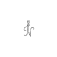 Pendentif initiale A, bélière sertie 1 diamant 0,005ct, argent 925/1000 rhodié