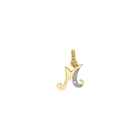 Pendentif initiale bicolore, 1 diamant HSI 0,01ct, Or 750/1000