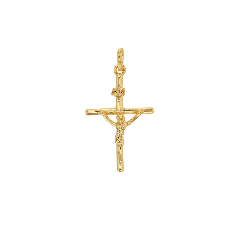 Pendentif Jesus-Crist sur sa croix, plaqué or 18 x 30mm