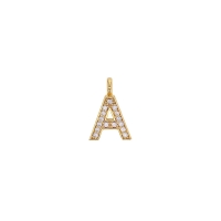 Pendentif lettre A ornée d'oxydes, laiton doré
