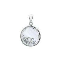 Pendentif lettre dans un rond en argent 925/1000 avec oxydes de zirconium