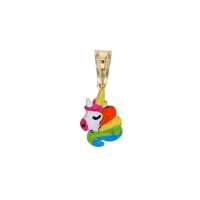 Pendentif licorne émaillé multicolore en argent 925/1000 doré