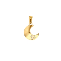 Pendentif lune orné d'oxydes, Or 750/1000