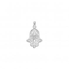 Pendentif main de Fatma orné d'un oxyde de zirconium, argent 925/1000