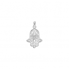 Pendentif main de Fatma orné d'un oxyde de zirconium, argent 925/1000