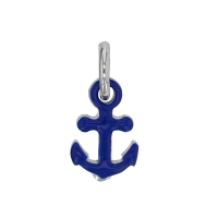 Pendentif motif ancre en émail bleu, argent 925/1000 rhodié