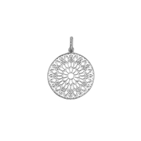 Pendentif motif mandala ajouré, argent 925/1000 rhodié